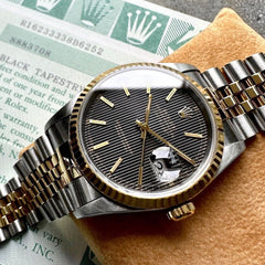 1995 Rolex 16233 Two Tone Datejust - Box Papers Serviced - Black Tapestry Dial