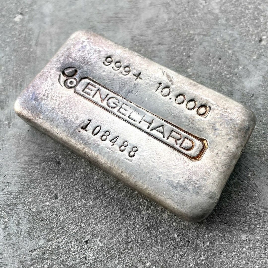 Engelhard 10 oz .999 Silver Poured Bar 10oz - Attractive Condition!