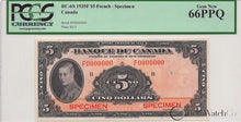 Load image into Gallery viewer, 1935 Canada French $5 Specimen BC-6S PCGS Gem New 66PPQ
