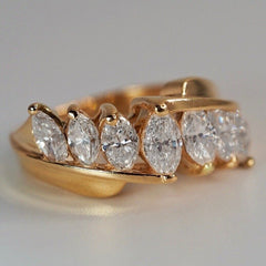 Vintage 14K gold 1.60ct natural Marquise Diamond cluster ring - $6400 Appraisal