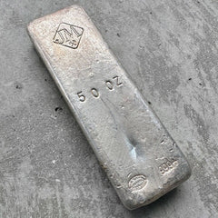 Vintage 50 oz .999 Silver Johnson Matthey Poured bar