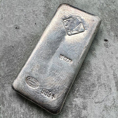 20 oz .999 Silver Johnson Matthey Poured bar - Nice Pour lines OZ.TR variety