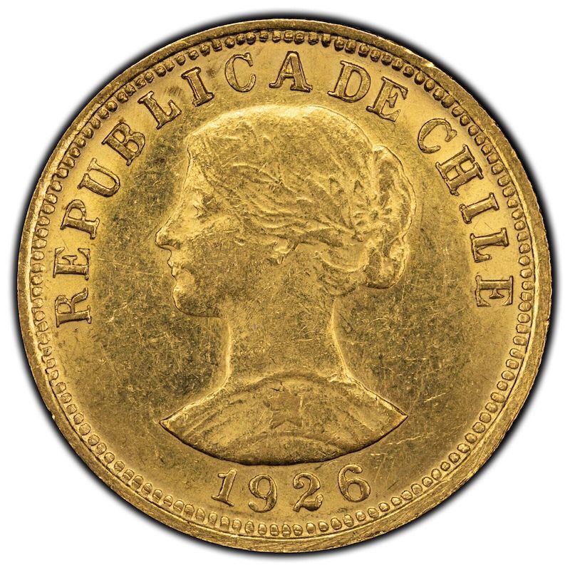1926 Chile 50 Pesos Gold Coin - First Year of Issue