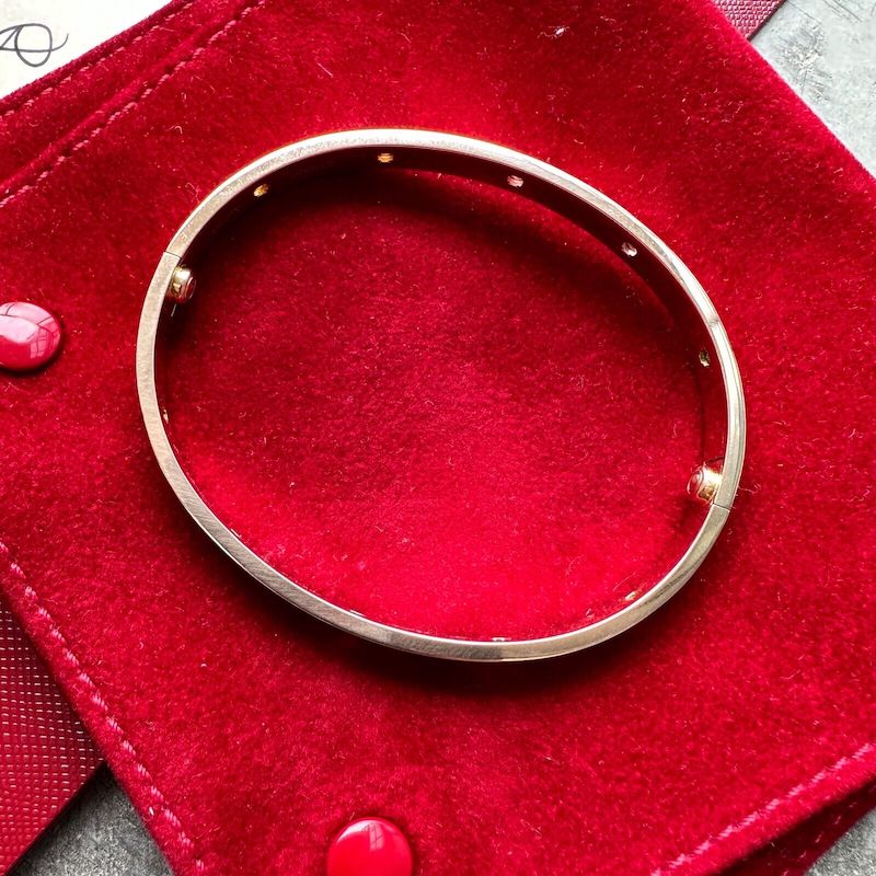 2019 Cartier 18k Rose Gold factory set Multi Gem Love Bangle Size 19