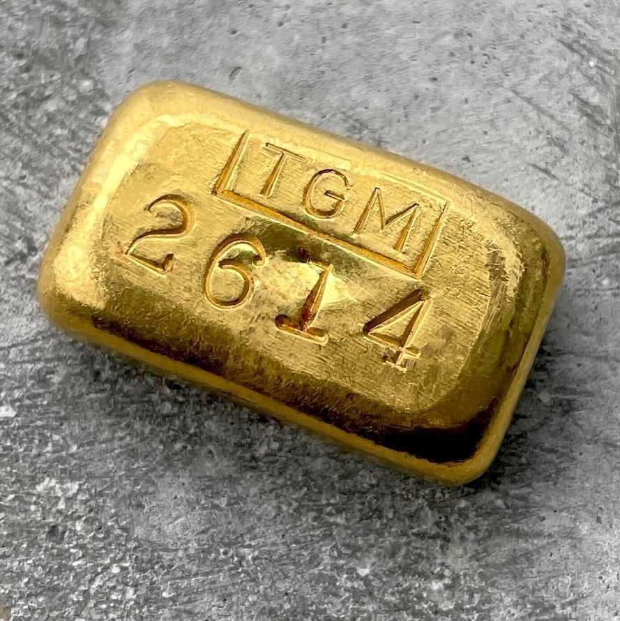 Johnson Matthey Company 1oz TGM Tuscon Gold Mining Poured Bar .999 Fine JMC