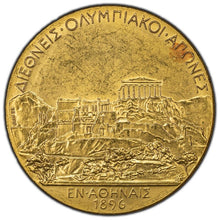 Load image into Gallery viewer, 1896 Greece Olympic Restrike Gold Medal 34mm - 15.5 Grams
