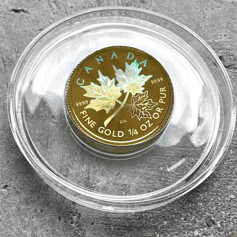 2001 Canada $10 Maple Leaf 1/4oz Gold Coin - Hologram