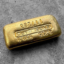 Load image into Gallery viewer, Vintage Engelhard 3.215 oz Gold Poured Bar .9999 - 100 Gram - Stunning Pour Line

