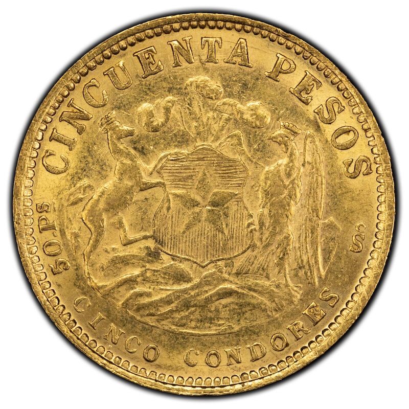 1926 Chile 50 Pesos Gold Coin - First Year of Issue