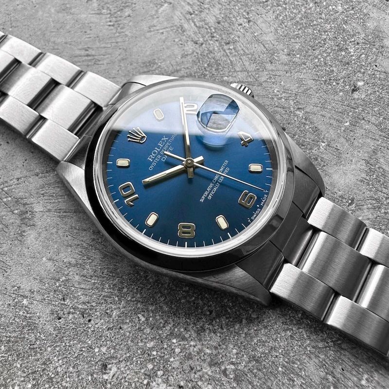 1998 Rolex Date 15200 Stainless Oyster Blue dial – Rolex Service Papers
