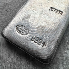 Load image into Gallery viewer, 20 oz .999 Silver Johnson Matthey Poured bar - Nice Pour lines OZ.TR variety
