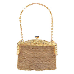 Antique Gem Set Purse, circa 1905 - Old European Cut Diamonds 14K Gold 102 grams