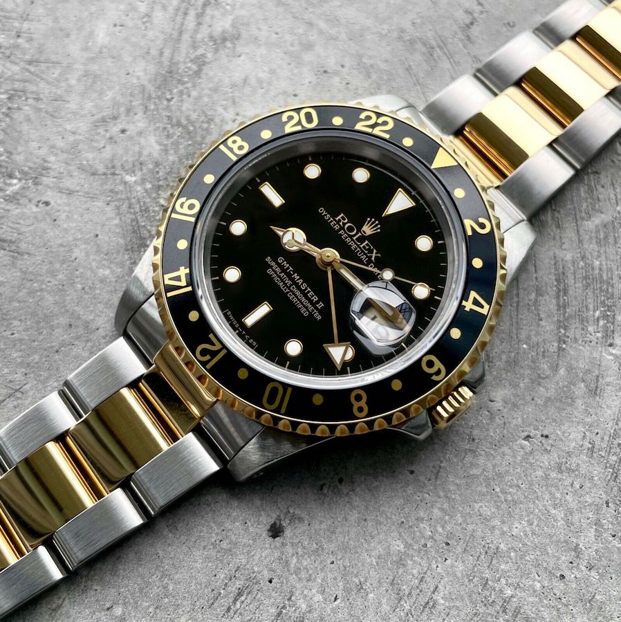 1995 Rolex GMT Master 16713 Two Tone Gold Stainless Serviced - Box / Paper