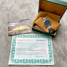 Load image into Gallery viewer, 1983 Rolex Airking 5500 Airking Blue dial - Box and Papers Sold in 1988
