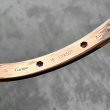 Load image into Gallery viewer, 2019 Cartier 18k Rose Gold factory set Multi Gem Love Bangle Size 19
