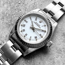 Load image into Gallery viewer, Ladies 26mm Date 67194 Stainless Oyster White dial Roman Numeral Fluted bezel
