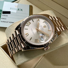 40mm Rolex Rose Gold President 228235 Sundust Dial - Box + Papers