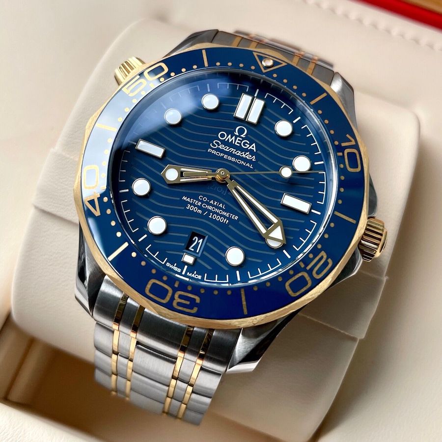 2021 Omega Seamaster 300 M Blue Dial Ceramic 210.20.42.20.03.001 Box and Papers