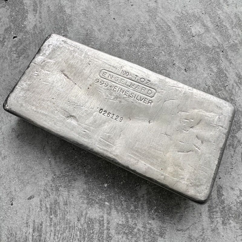 Engelhard 100 oz .999 Silver Poured Bar