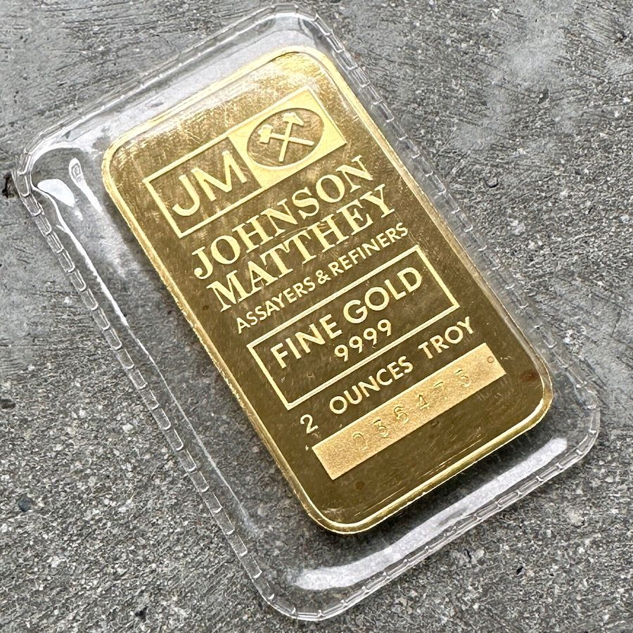 Vintage Johnson Matthey Canada 2 oz Gold stuck Bar .9999 2oz - Sealed