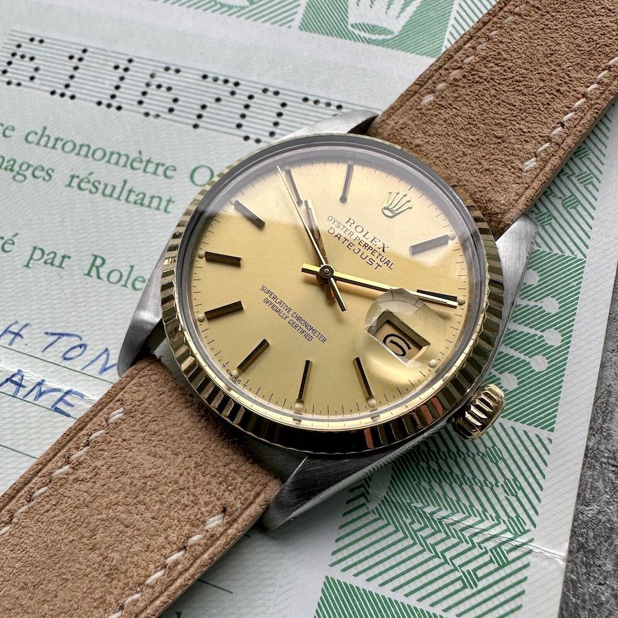 1979 Rolex Mens 16013 Two Tone Datejust Oyster Band - Box Papers