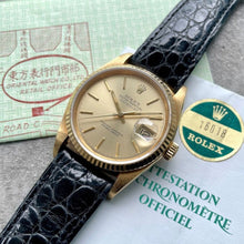 Load image into Gallery viewer, 1986 Rolex Datejust 16018 Yellow Gold - Box Papers Original Receipt Unpolished
