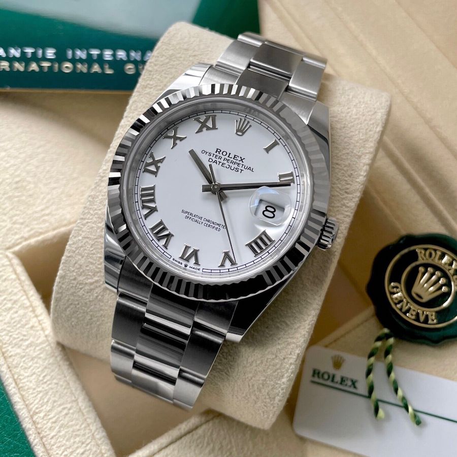 Unworn 2022 Rolex 41mm Datejust 126334 Oyster Box / Papers White Dial - Stickers