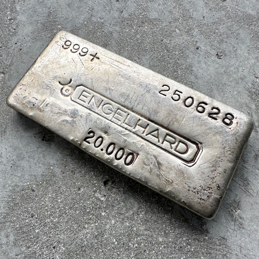 Engelhard 20 oz .999 Silver Poured 20oz Bar - Attractive