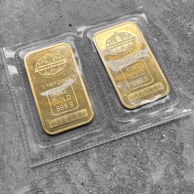 2 Consecutive Vintage Engelhard 1 oz Gold Bar .9999 1oz - Sealed