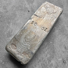 Vintage 50 oz .999 Silver Johnson Matthey Poured bar - Stunning pour lines