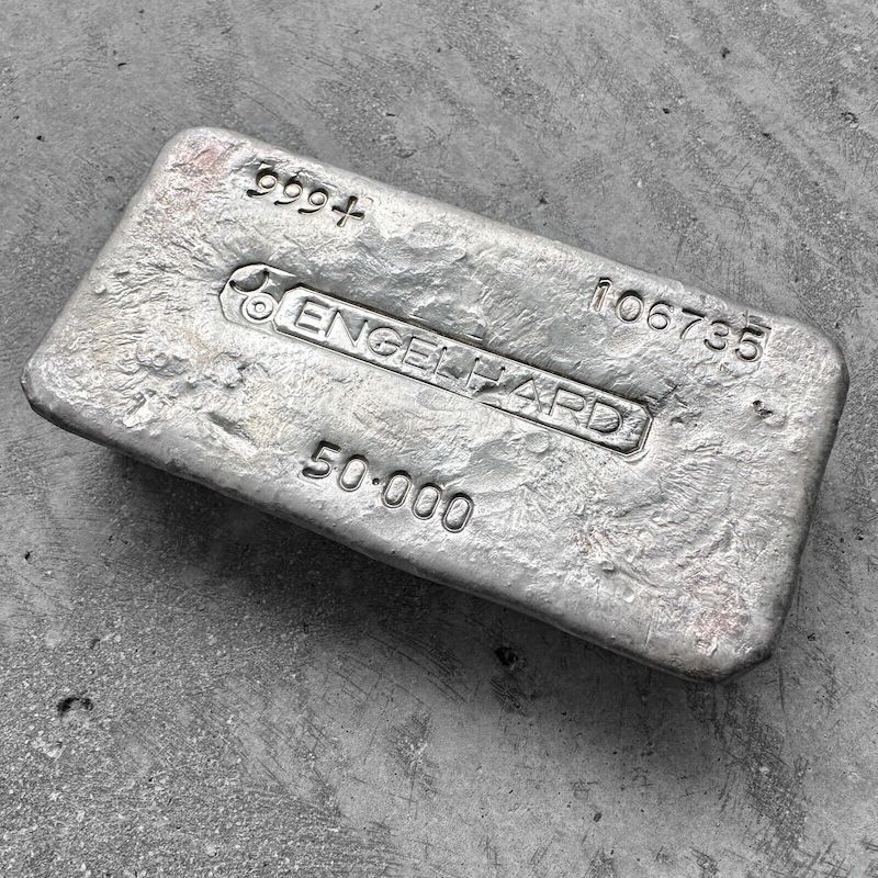 Vintage 50 oz .999 Silver Engelhard Poured bar - Attractive