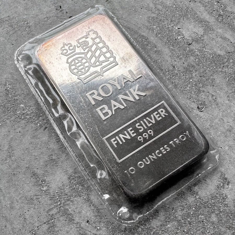 Vintage Johnson Matthey 10 oz .999 Silver RBC bar Royal Bank of Canada - Sealed