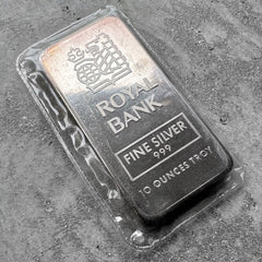 Vintage Johnson Matthey 10 oz .999 Silver RBC bar Royal Bank of Canada - Sealed