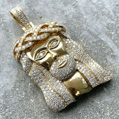 Solid 14 KT Yellow Gold Jesus Pendant 13+ Carat diamonds 38k Appraisal