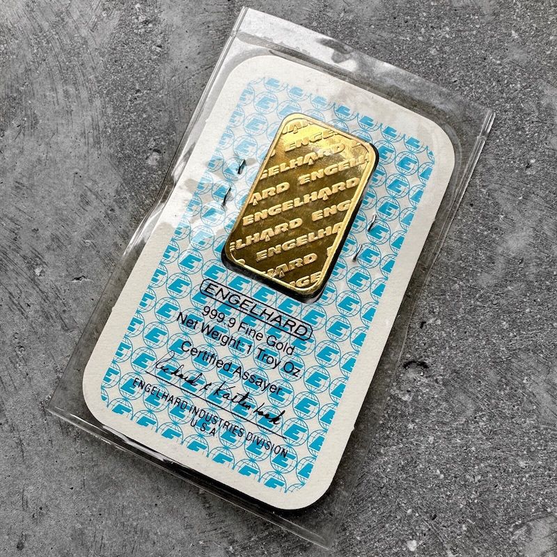 Vintage Engelhard Eagle 1 oz Gold Bar .9999 1oz - Sealed in Assay Card