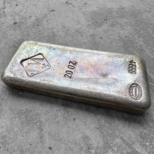 Load image into Gallery viewer, Vintage 20 oz .999 Silver Johnson Matthey Poured bar - Rainbow Toning
