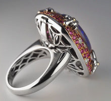 Load image into Gallery viewer, Solid 18K White Gold 15.85ct Black Opal Pink Sapphire + Diamond Ring - $18,000
