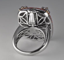 Load image into Gallery viewer, Solid 18K White Gold 15.85ct Black Opal Pink Sapphire + Diamond Ring - $18,000
