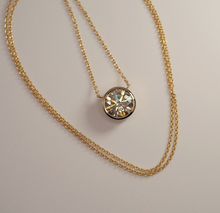 Load image into Gallery viewer, Vintage solid 14-18K gold natural 2.00 ct Diamond solitaire bezel-set necklace
