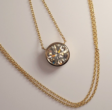 Load image into Gallery viewer, Vintage solid 14-18K gold natural 2.00 ct Diamond solitaire bezel-set necklace
