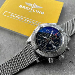 48mm Breitling A1337011 Super Avenger Stainless Automatic Shark Mesh + Papers