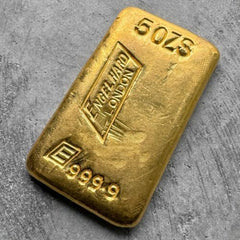 Vintage Engelhard London 5 oz Gold Poured Bar .9999 5oz