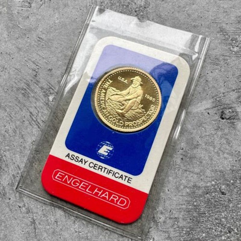 1985 Engelhard Prospector 1/4 oz Gold Round .9999 1/4oz - Sealed in Assay Card