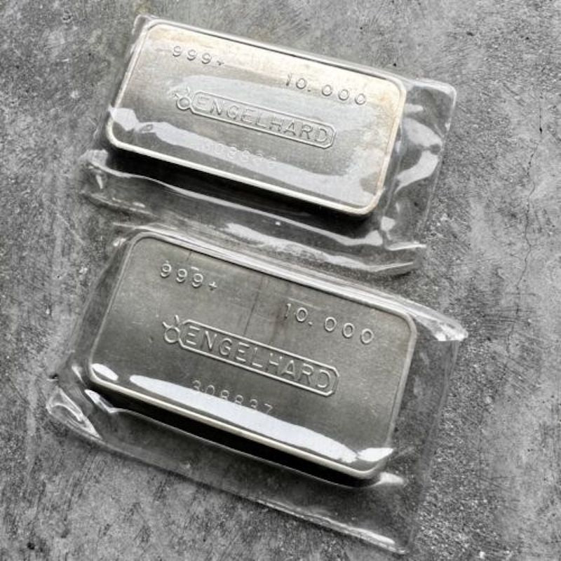 Consecutive Vintage Engelhard 10 oz .999 Silver bar - Vertical Design - Sealed