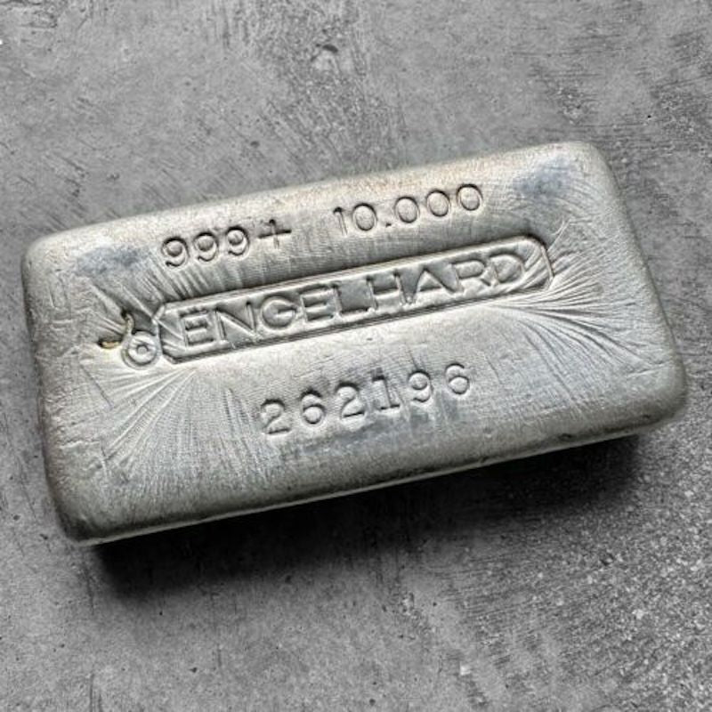 10 oz .999 Silver Engelhard Poured 10oz bar - Pour Lines
