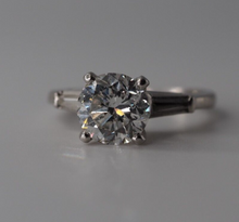 Load image into Gallery viewer, Vintage solid platinum 2.04 ct Diamond engagement ring with baguette shoulders
