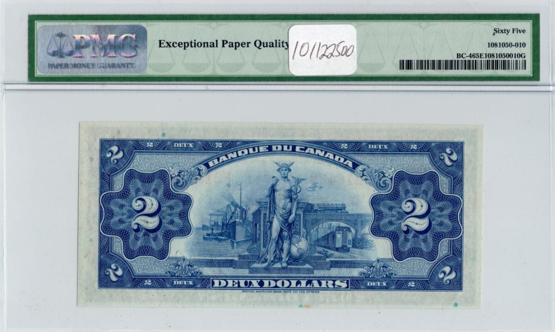1935 $2 Bank of Canada French Text PMG Gem 65 EPQ