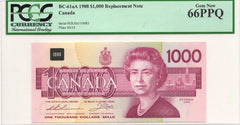 1988 $1000 Bank of Canada Replacement PCGS Gem UNC66 PPQ