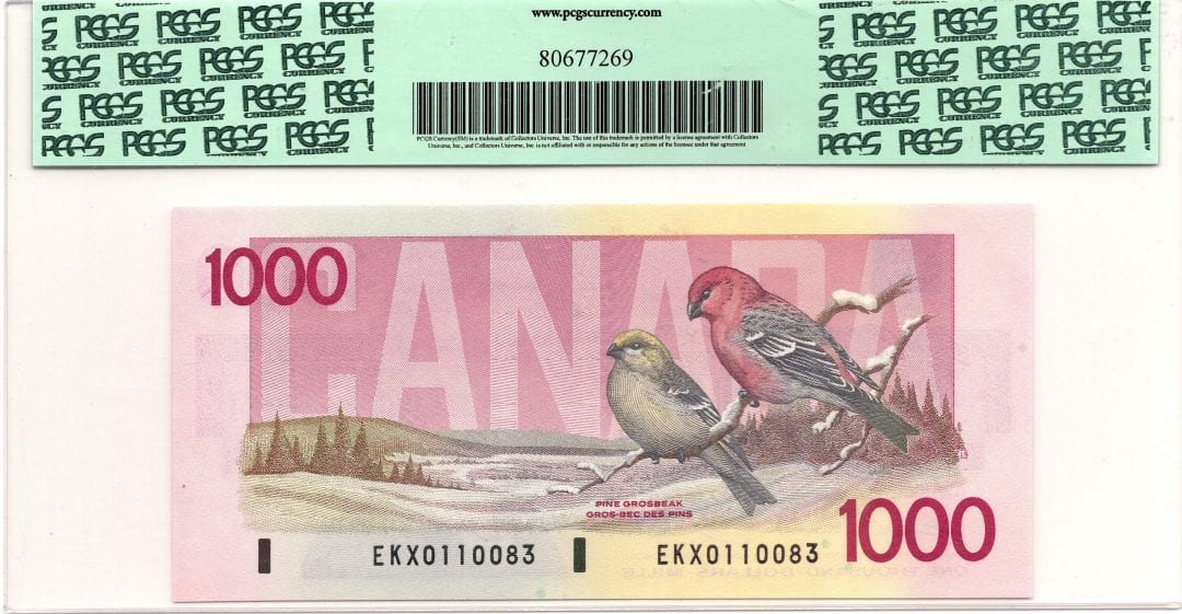 1988 $1000 Bank of Canada Replacement PCGS Gem UNC66 PPQ