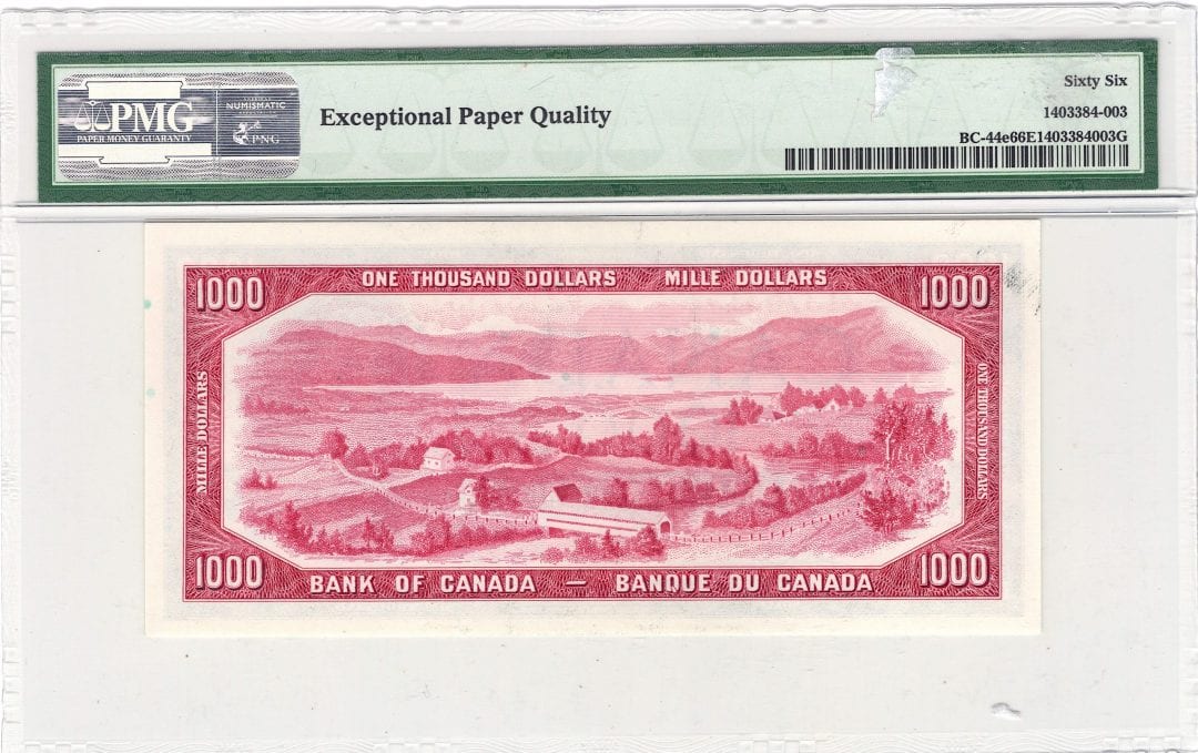 1954 Bank of Canada $1000 PMG Gem 66 EPQ